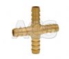 Hose Tail Cross - Brass 1/4 - 1/2